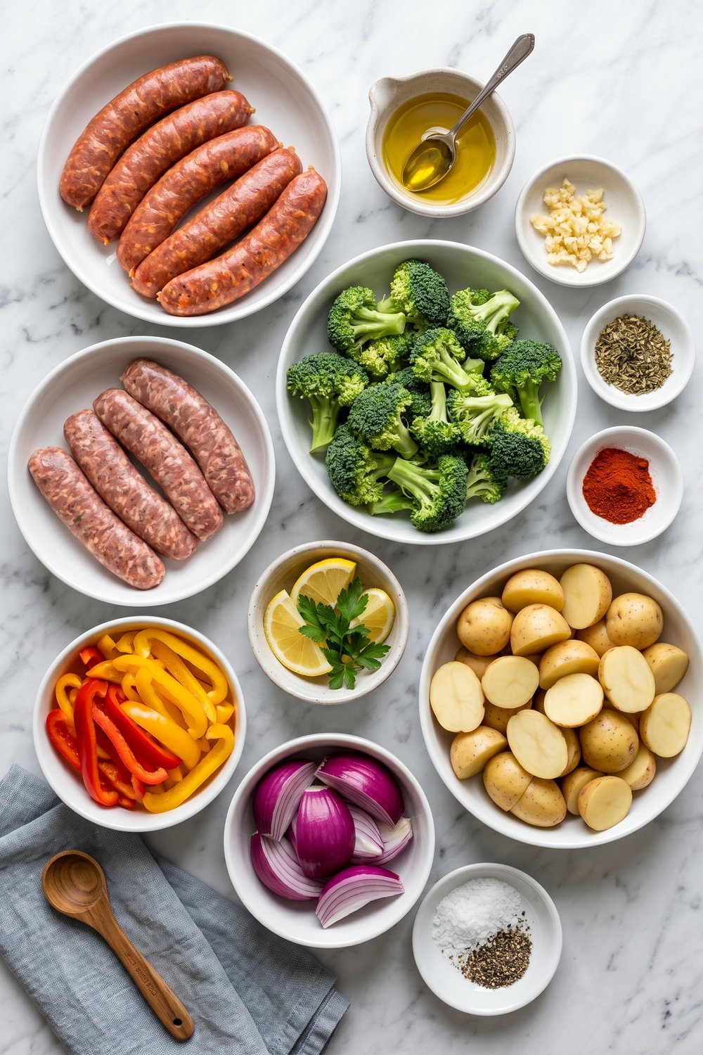 Ingredients for Sheet Pan Sausage and Veggies