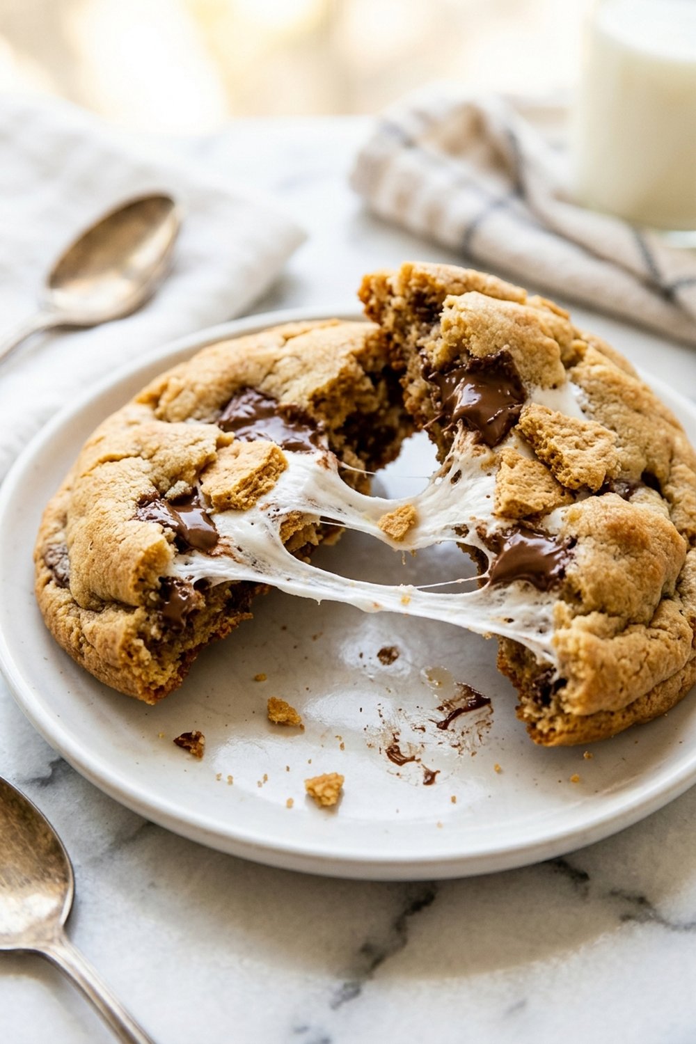 Close up of S'mores Stuffed Cookies