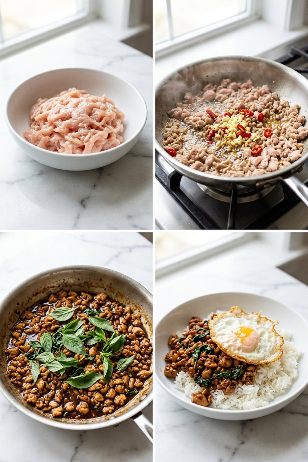 Step by step Spicy Thai Basil Chicken (Pad Krapow Gai)