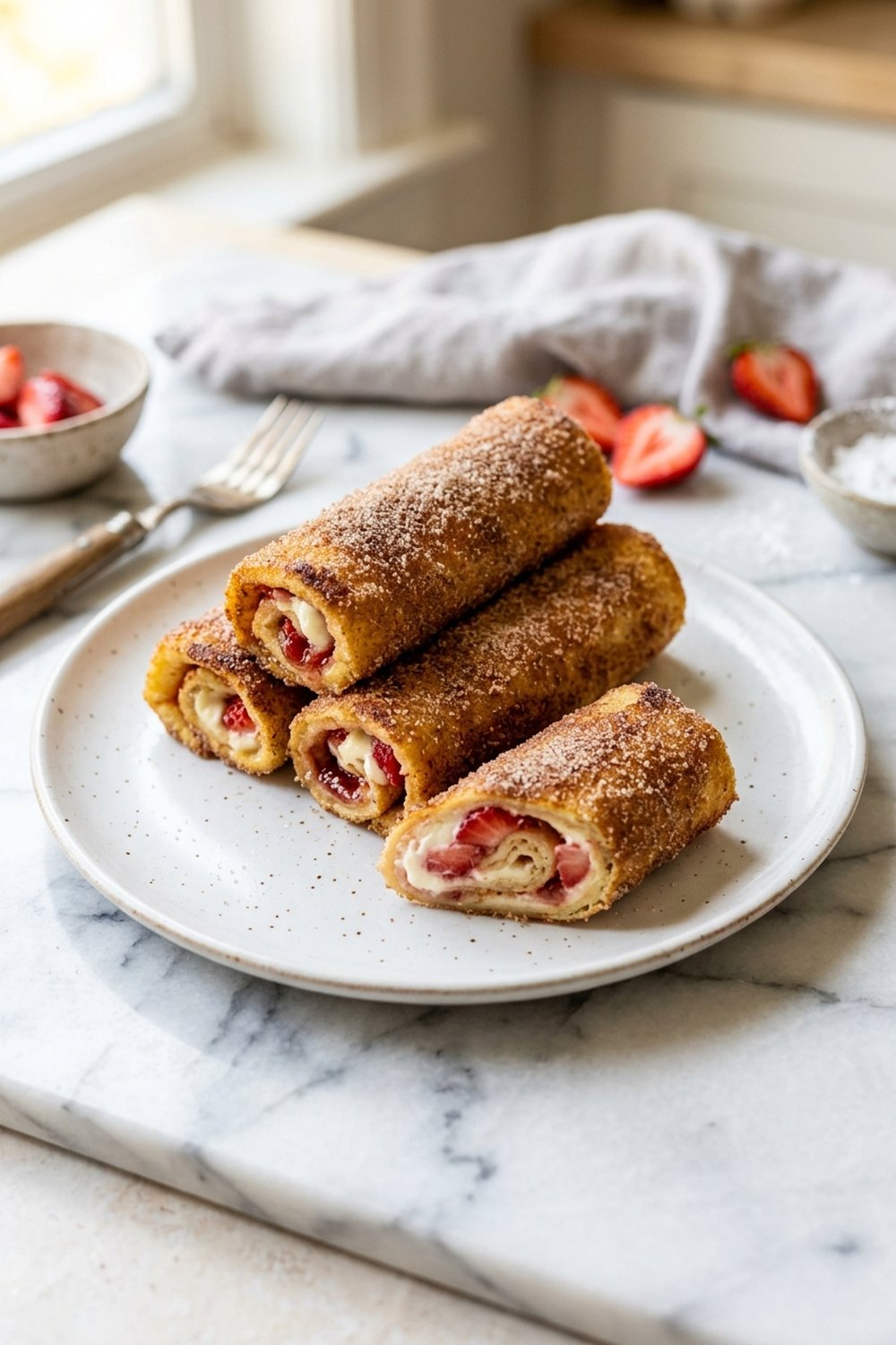 Strawberry Cheesecake French Toast Roll Ups hero shot
