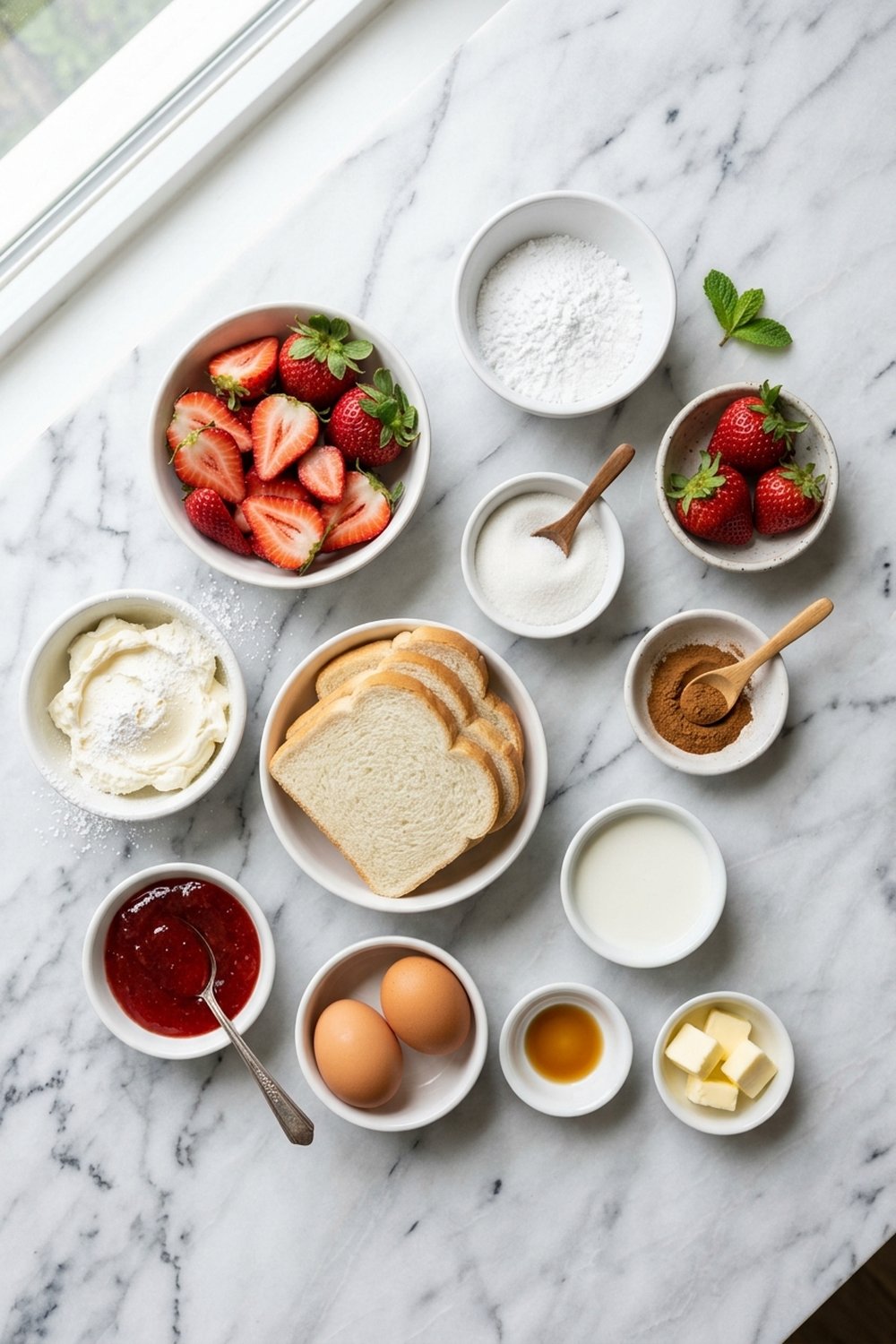 Ingredients for Strawberry Cheesecake French Toast Roll Ups