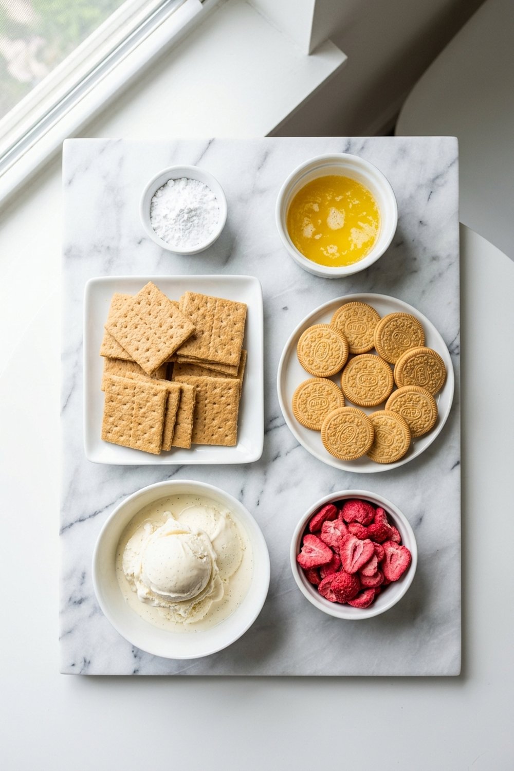 Ingredients for Strawberry Crunch Ice Cream Sandwiches