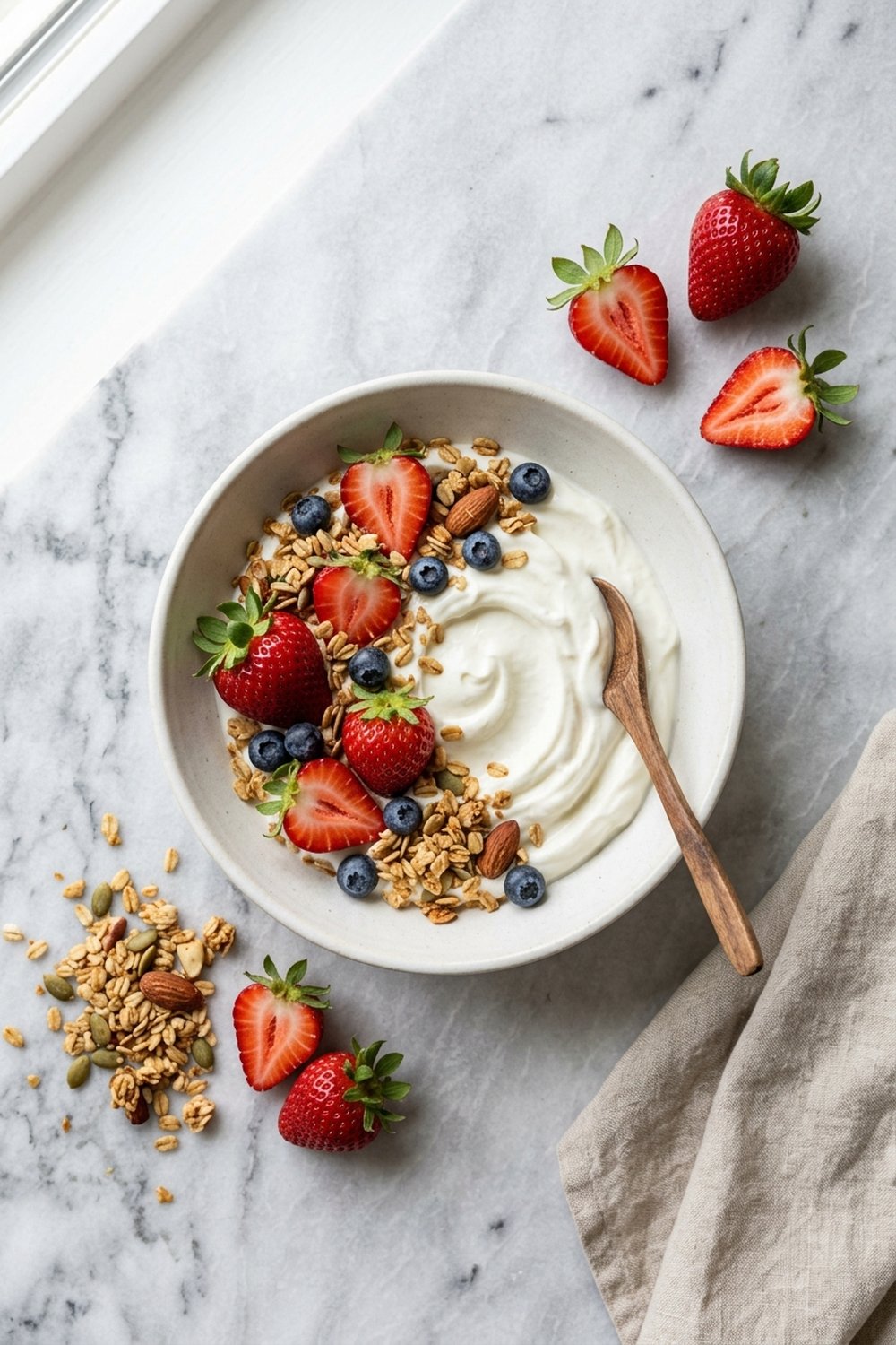 Ingredients for Strawberry Vanilla Protein Bowl