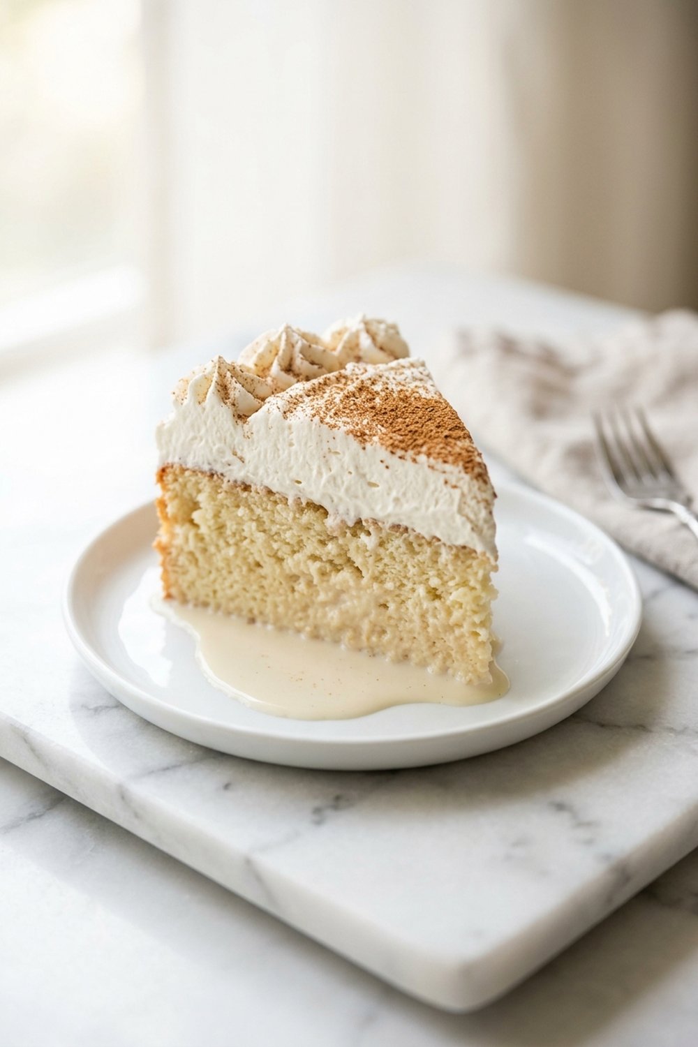 Close up of Tres Leches Cake
