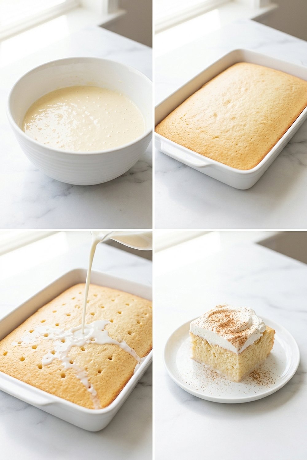 Step by step for Tres Leches Cake