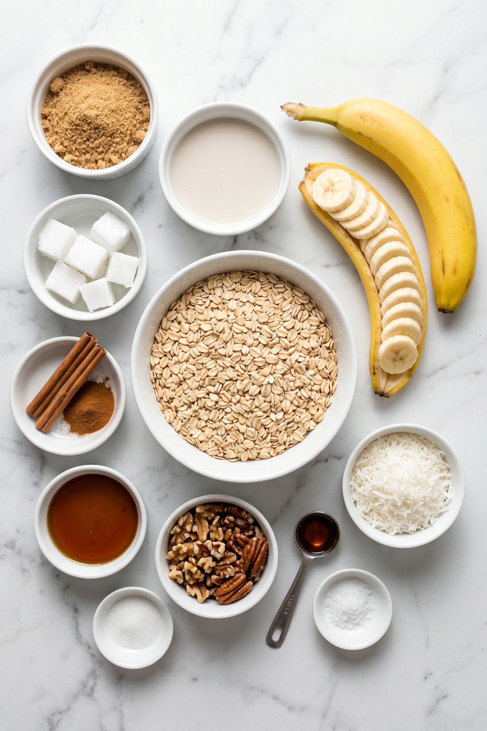 Ingredients for Vegan Banana Foster Oats
