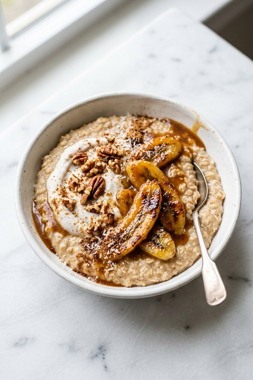 Vegan Banana Foster Oats close up