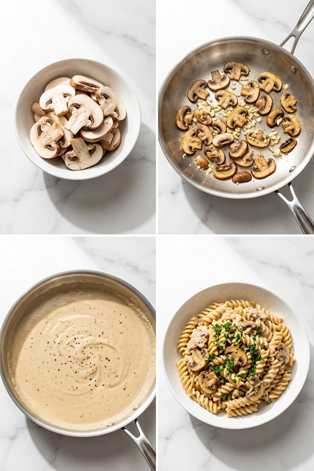 Step by step Vegan Creamy Garlic Mushroom Pasta