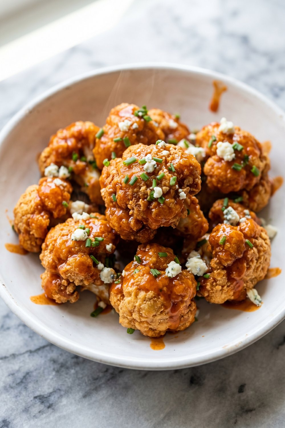 Vegetarian Crispy Buffalo Cauliflower close up