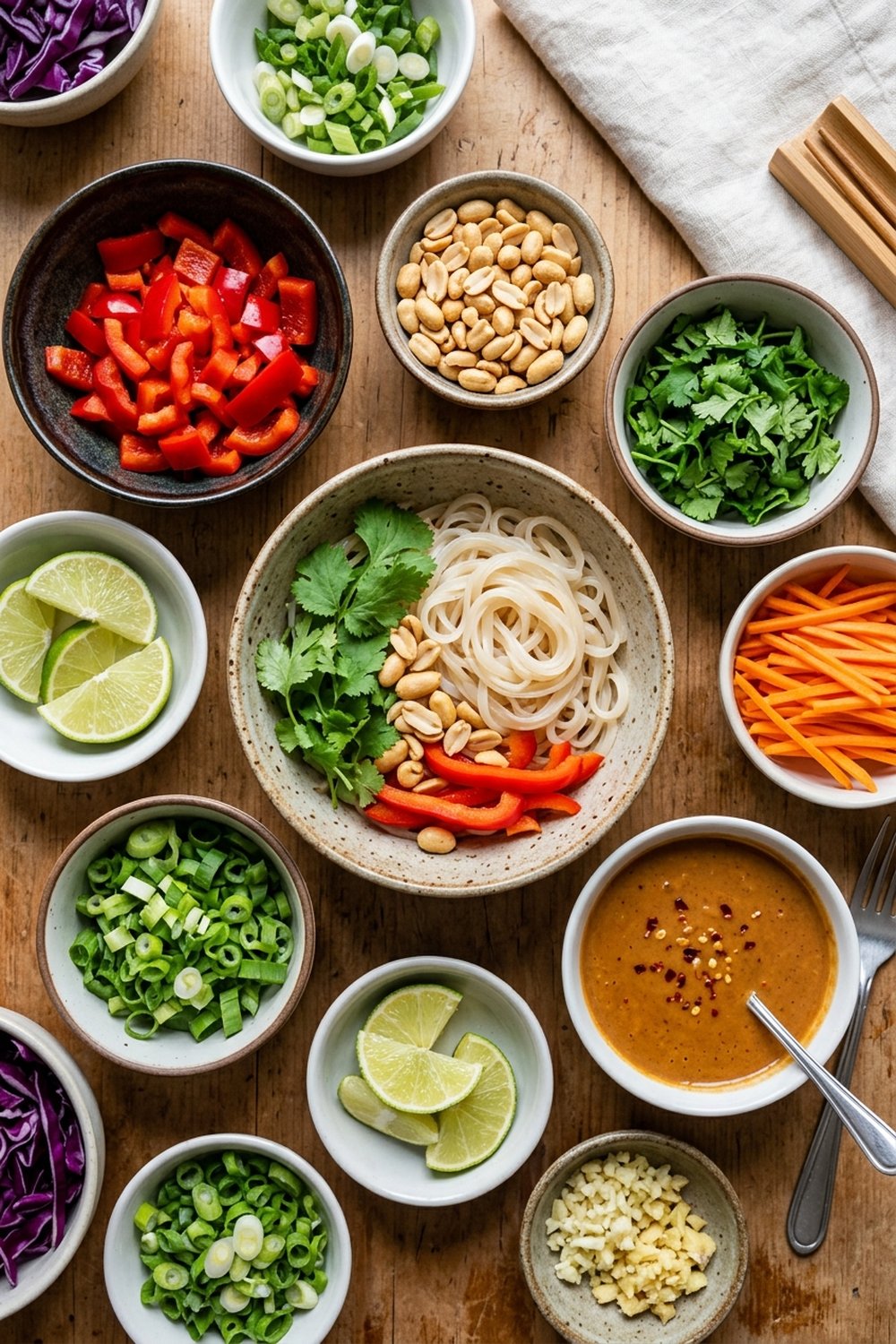 Ingredients for Vegetarian Thai Peanut Noodles