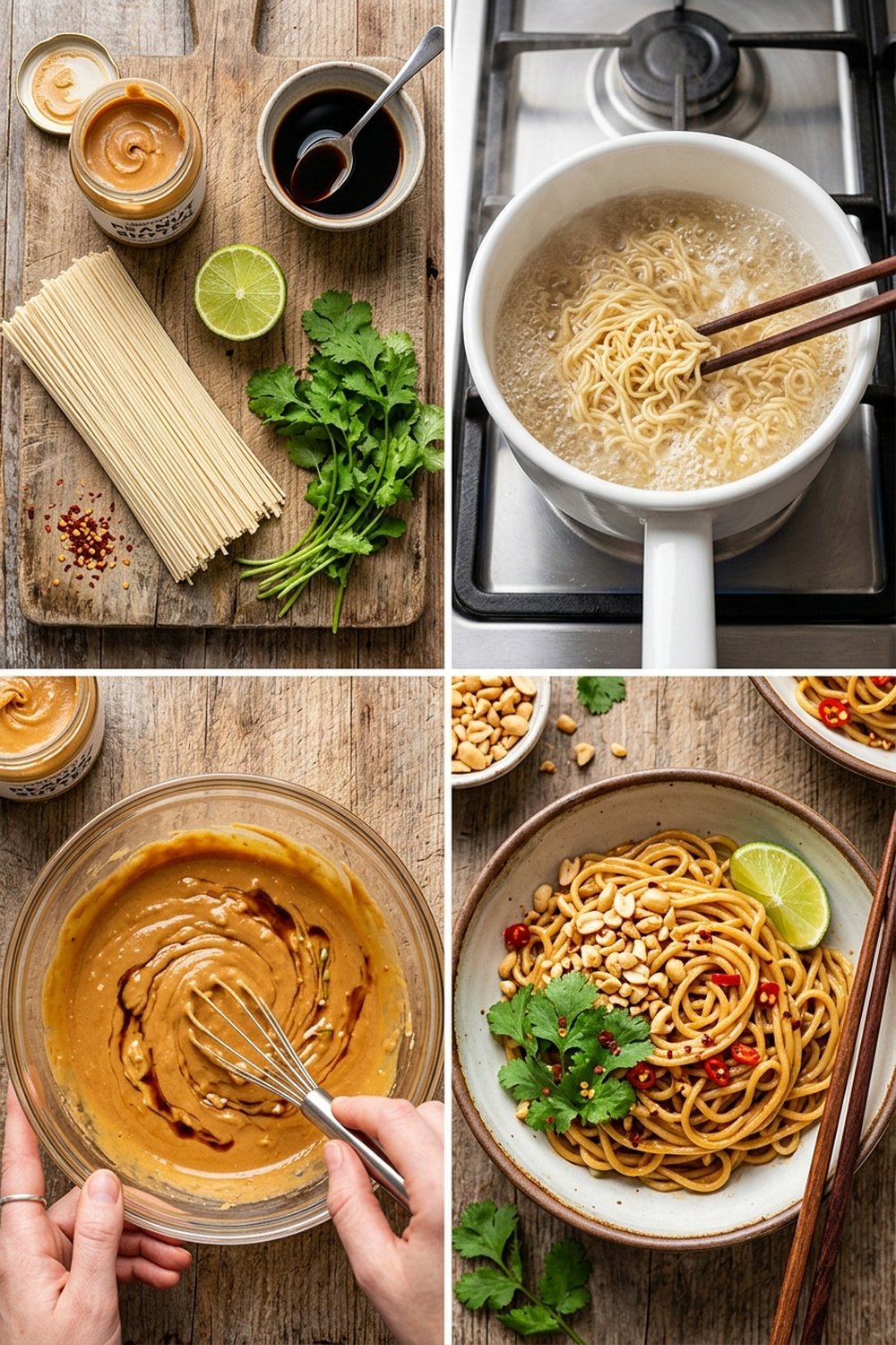 Step by step Vegetarian Thai Peanut Noodles